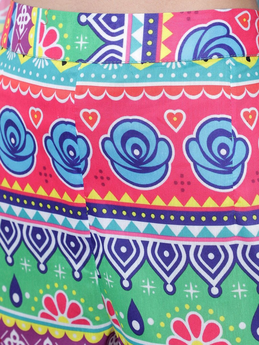 Aks Tribal Printed Shoulder Straps Kurta with Trousers - Distacart