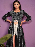 Thumbnail for Sangria Women Chikankari Embroidered Round Neck Kurta - Distacart