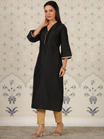 Thumbnail for Ode by House of Pataudi V-Neck Flared Sleeves Straight Kurta - Distacart