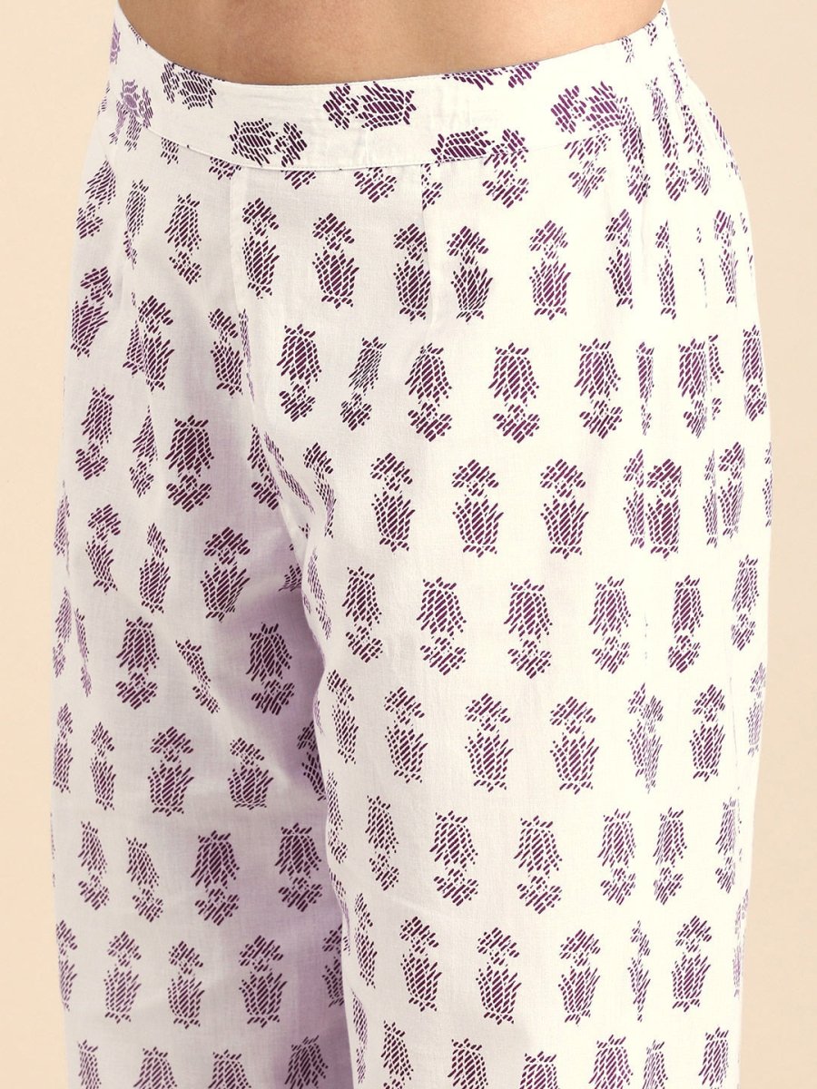 Anouk Women Pure Cotton Ethnic Motifs Printed Kurta with Trousers - Distacart