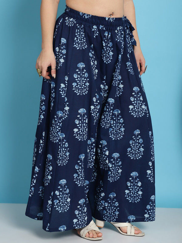 TAG 7 Plus Size Ethnic Motifs Block Printed Pure Cotton Flared Ethnic Palazzo - Distacart