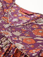 Thumbnail for Sangria Floral Printed Gotta Patti Kurta - Distacart
