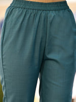 Thumbnail for Vishudh Turquoise Blue Floral Yoke Design Straight Kurta & Trousers With Dupatta