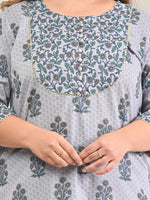 Thumbnail for Swasti Women Grey Floral Printed Floral Pure Cotton Kurta - Distacart