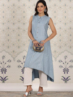 Thumbnail for Ode by House of Pataudi Ethnic Motifs Printed Mandrain collar A-Line Kurta - Distacart