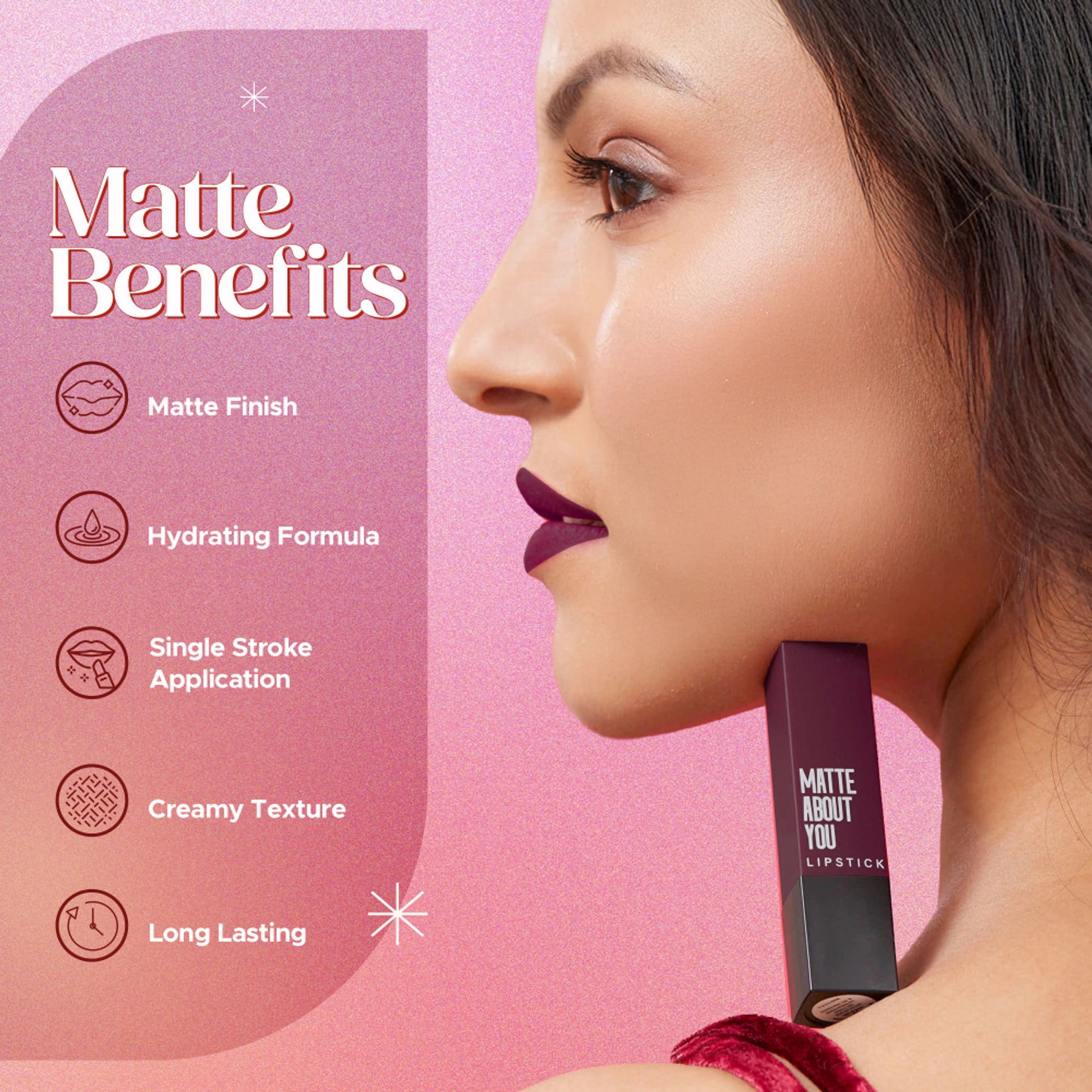 Hilary Rhoda Matte About You Lipstick - Burgundy Magic 10 - Distacart