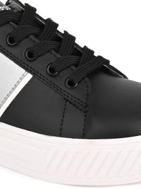 Thumbnail for DressBerry Women Black & White Comfort Insole Mule Sneakers