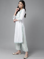 Thumbnail for ADA Ethnic Motifs Embroidered Chikankari Floral Kurta - Distacart
