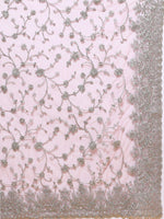 Thumbnail for kasee Pink & Silver-Toned Floral Embroidered Net Heavy Work Saree - Distacart