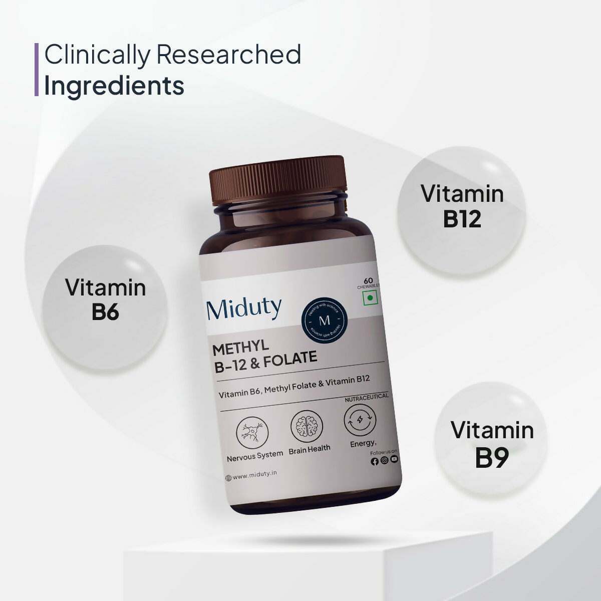 Miduty by Palak Notes Vitamin B12 - Methyl Folate Chewables