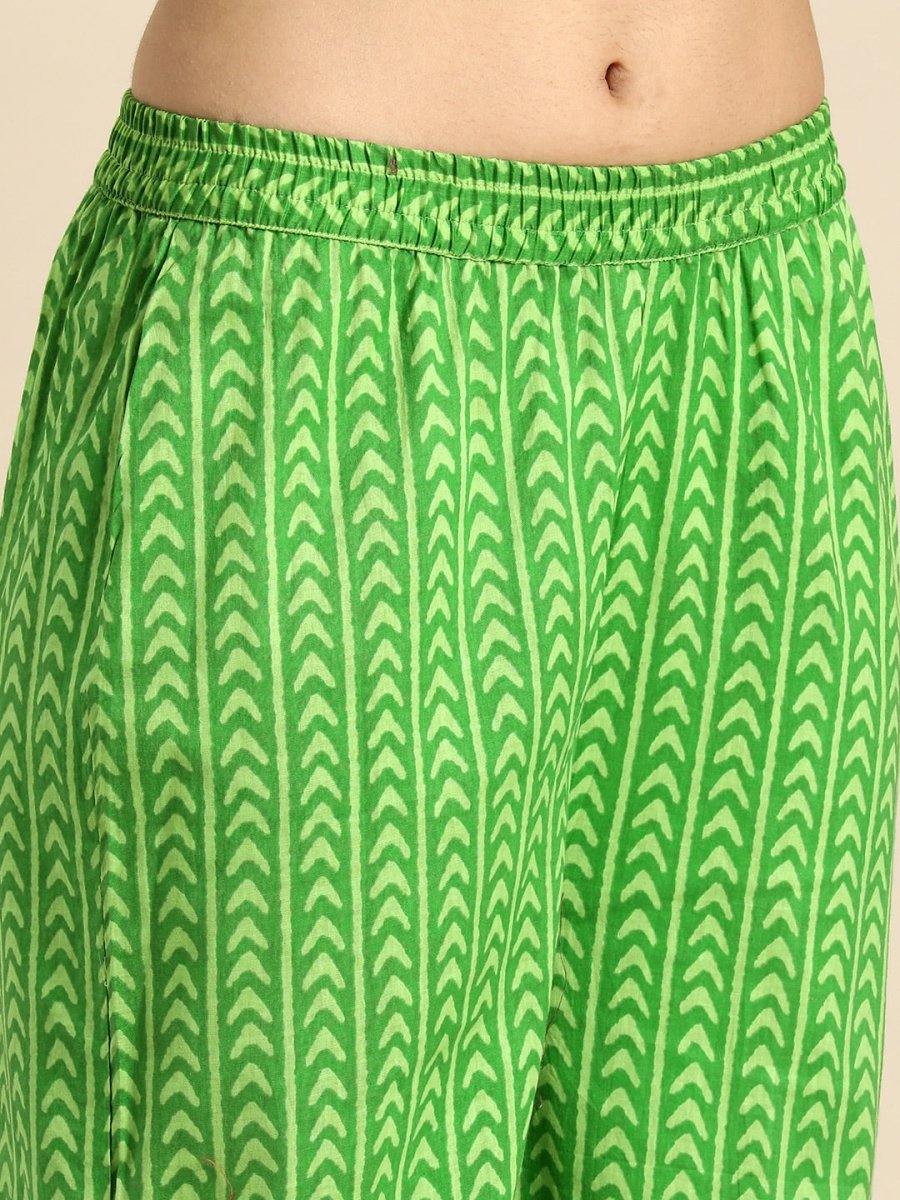 Anouk Ethnic Motifs Printed Thread Work Pure Cotton Kurta With Palazzos & With Dupatta - Distacart