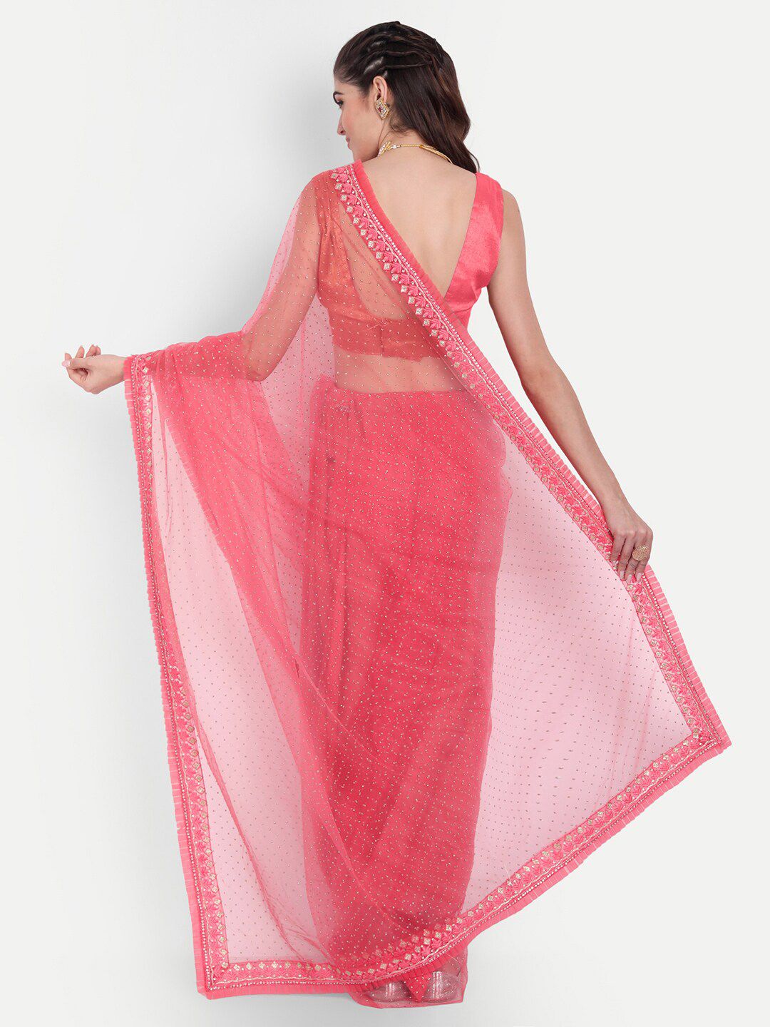 kasee Women Red Floral Embroidered Net Saree - Distacart