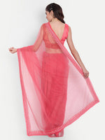 Thumbnail for kasee Women Red Floral Embroidered Net Saree - Distacart