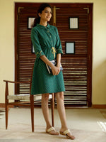 Thumbnail for AURELIA Green Printed Pure Cotton A-Line Dress