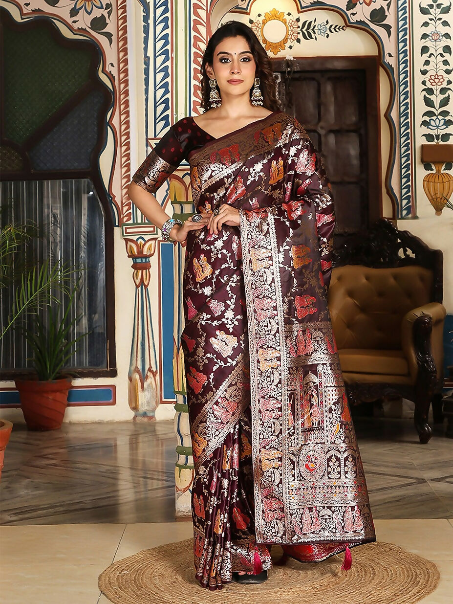 Astita Maroon Silk Saree
