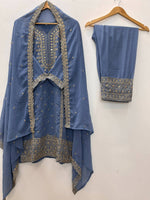 Thumbnail for Teeya Creation Lavender Color Faux Georgette Embroidery Work Party Wear Salwar Suit - Distacart