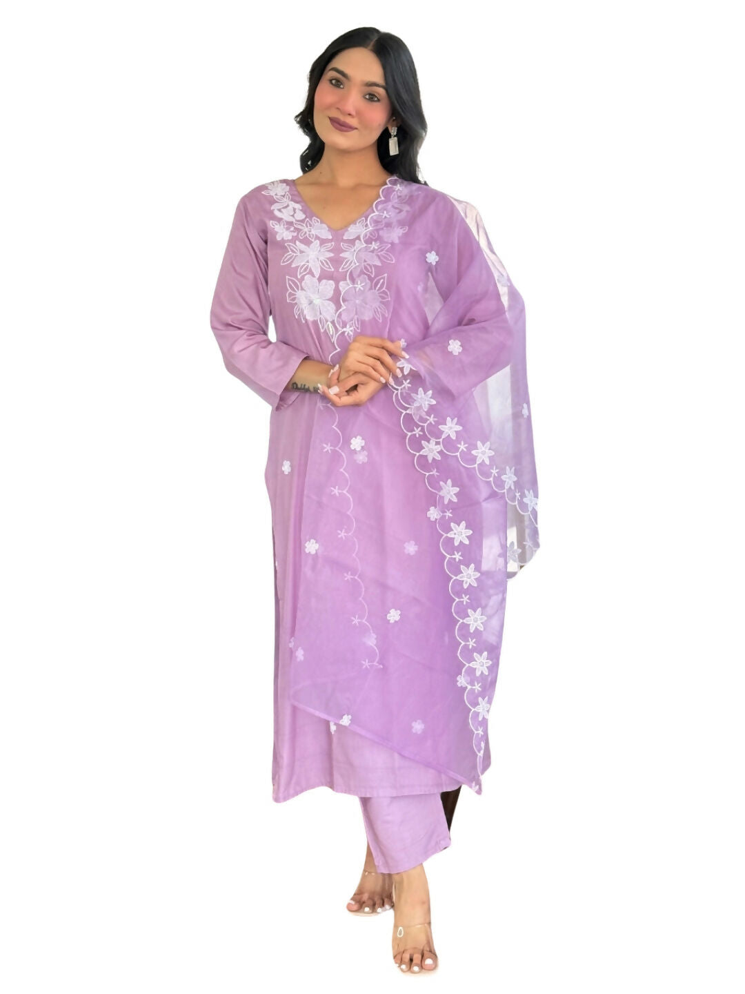 The52 Women Beautiful Thread work Rayon Fabric with Straight Kurta, Pant and Dupatta Set - Distacart