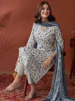 Thumbnail for Anouk Floral Printed Regular Kurta with Trousers & Dupatta