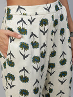 Thumbnail for Aks Floral Printed Band Collar Regular Kurta with Trousers - Distacart