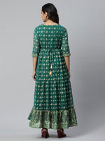 Thumbnail for AURELIA Green Floral Printed Tiered Maxi Dress