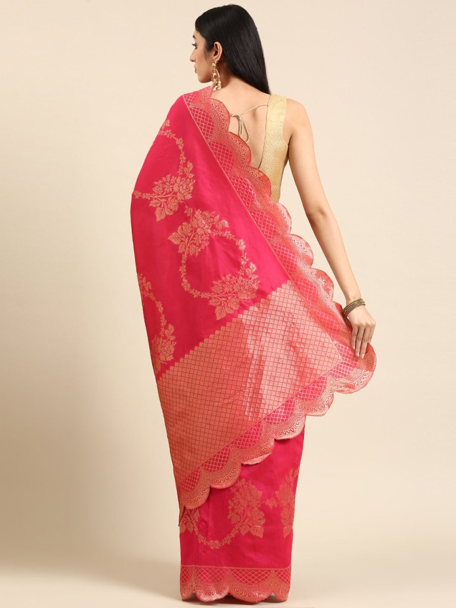 Anouk Pink Woven Design Pure Silk Banarasi Saree - Distacart