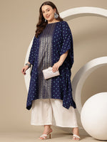 Thumbnail for Sztori Plus Size Floral Printed Flared Sleeves Floral Kaftan Kurta - Distacart