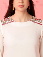 Thumbnail for Anouk Zari Round Neck Three-Quarter Sleeves A-Line Kurta