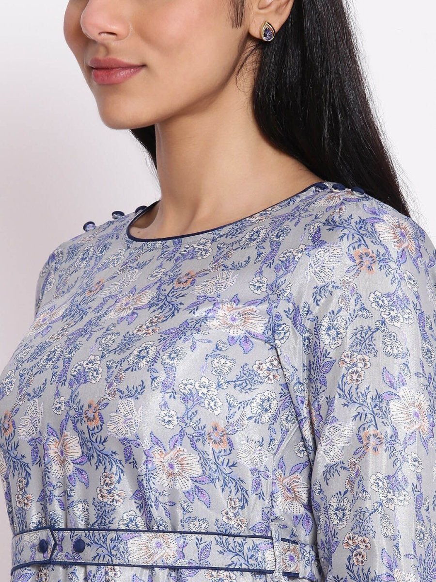 AURELIA Grey Floral Midi Dress
