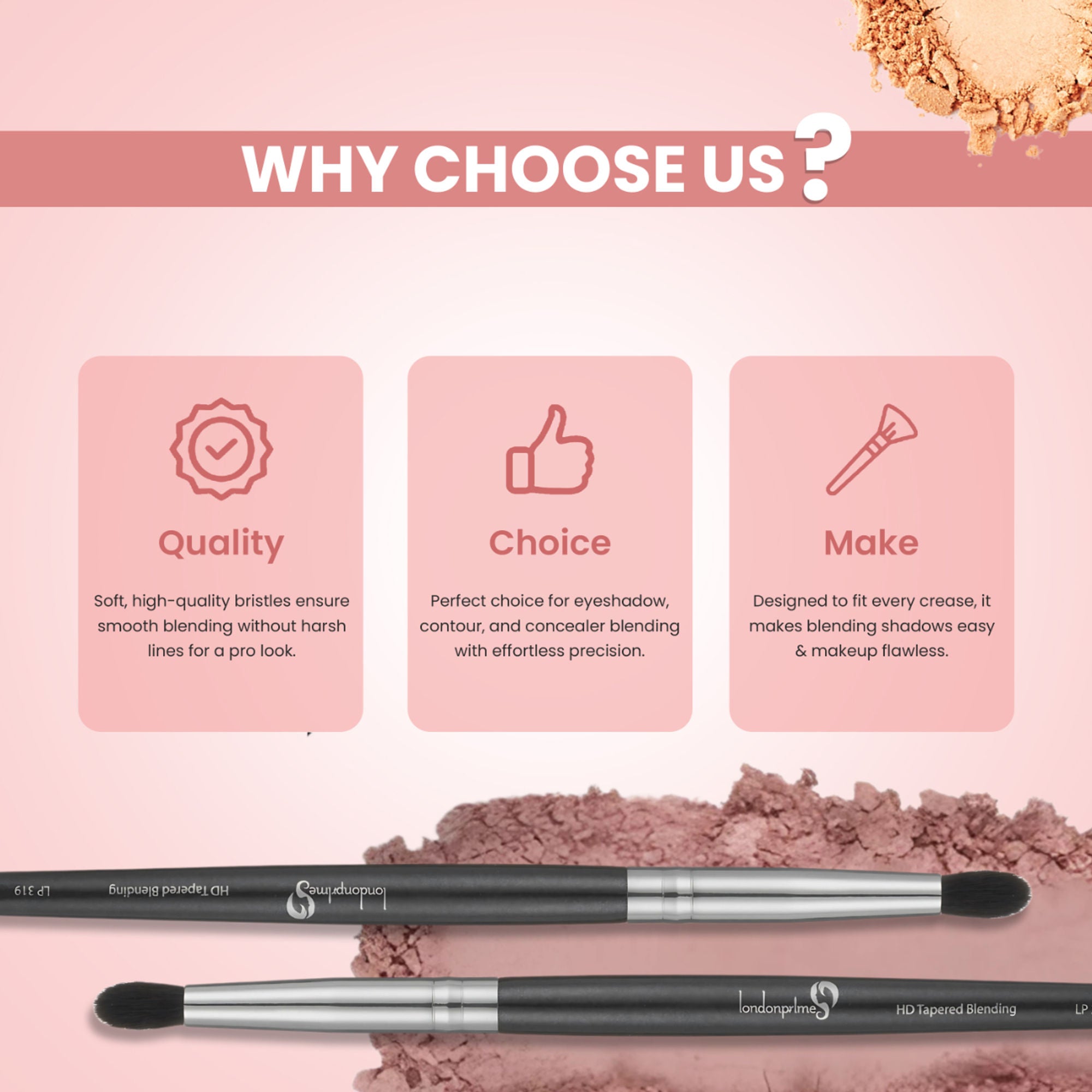 London Prime HD Tapered Blending Brush   LP319 ( Formerly London Pride Cosmetics )