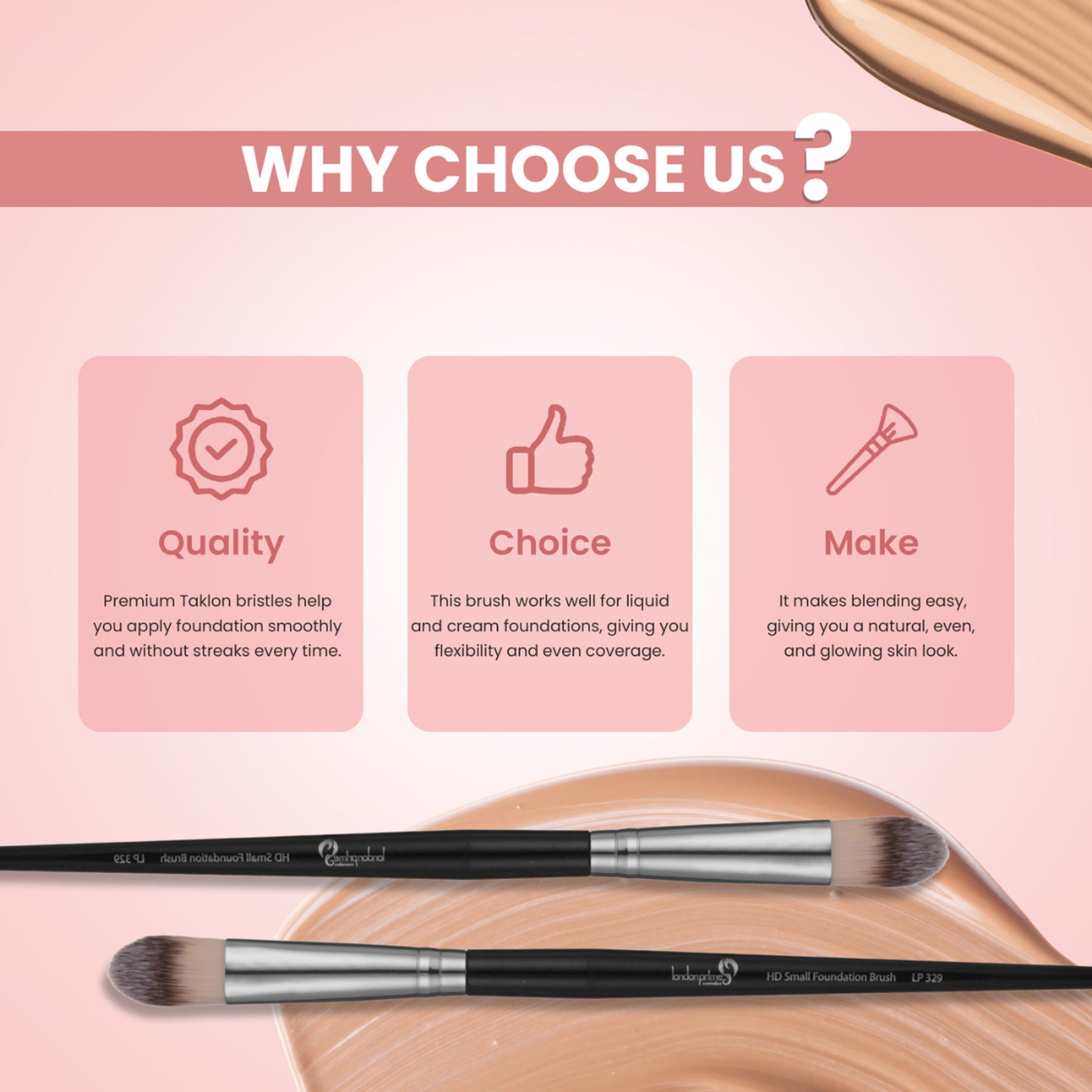 London Prime HD Small Foundation BrushLP329 ( Formerly London Pride Cosmetics )