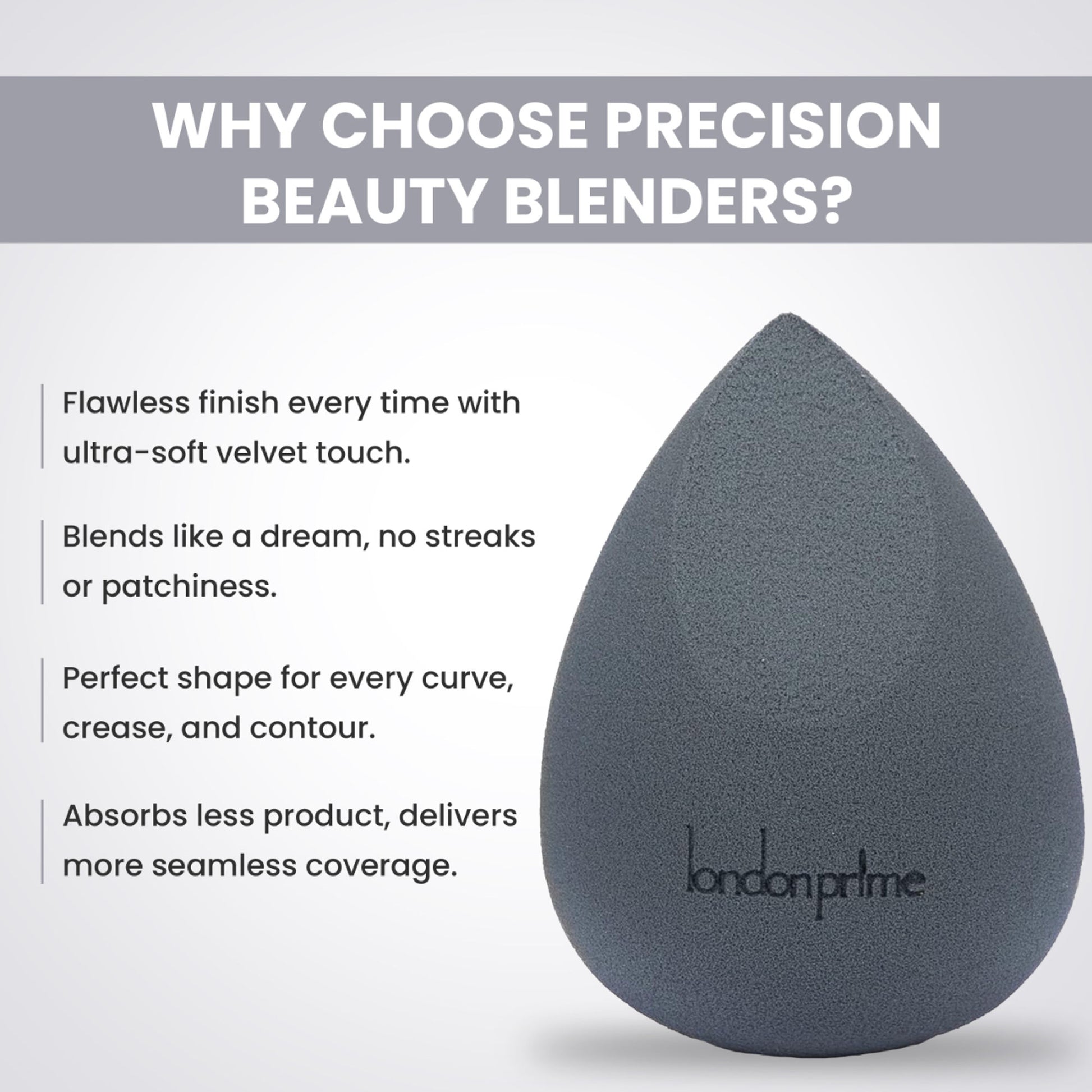 London Prime Precision Beauty Blender   Grey ( Formerly London Pride Cosmetics )