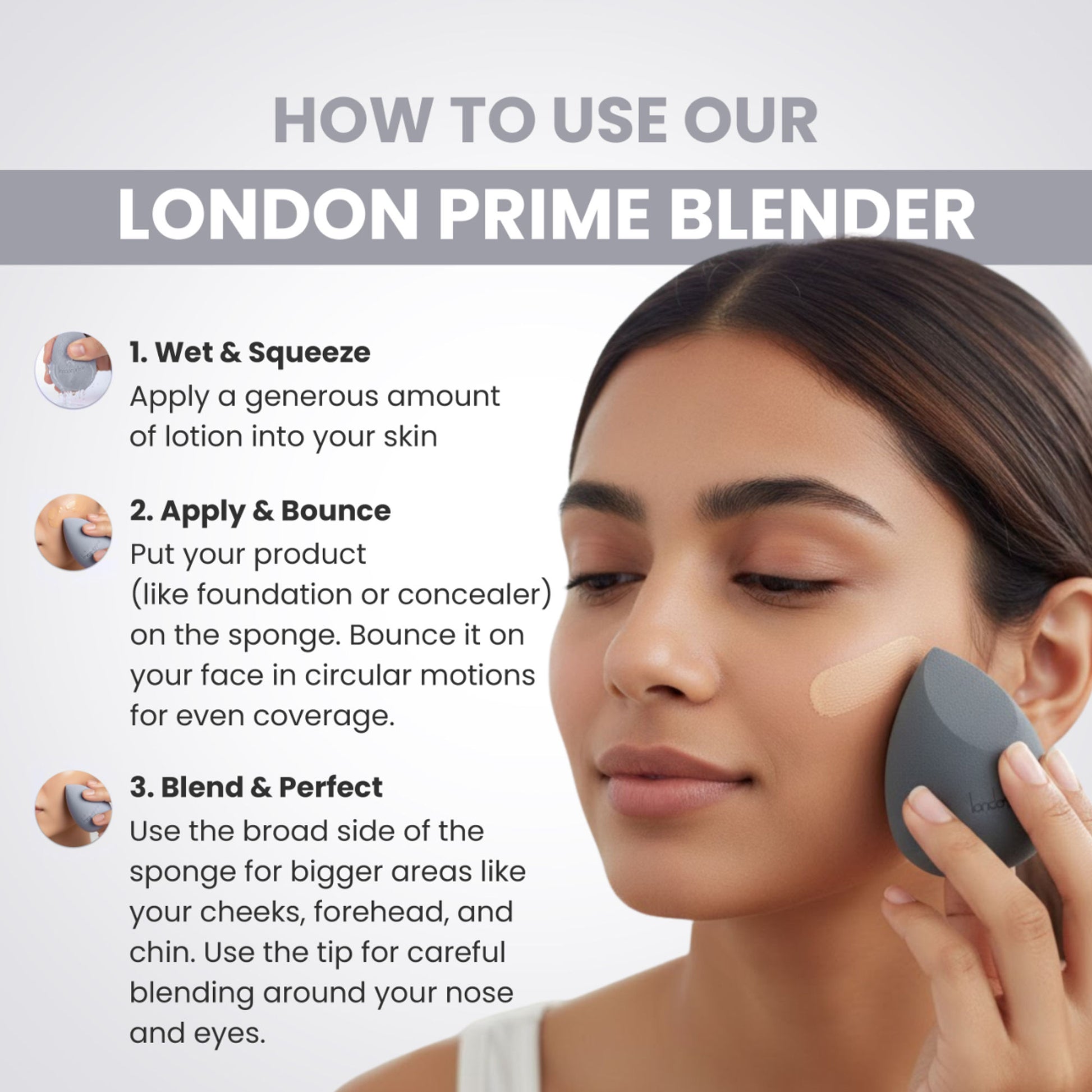 London Prime Precision Beauty Blender   Grey ( Formerly London Pride Cosmetics )