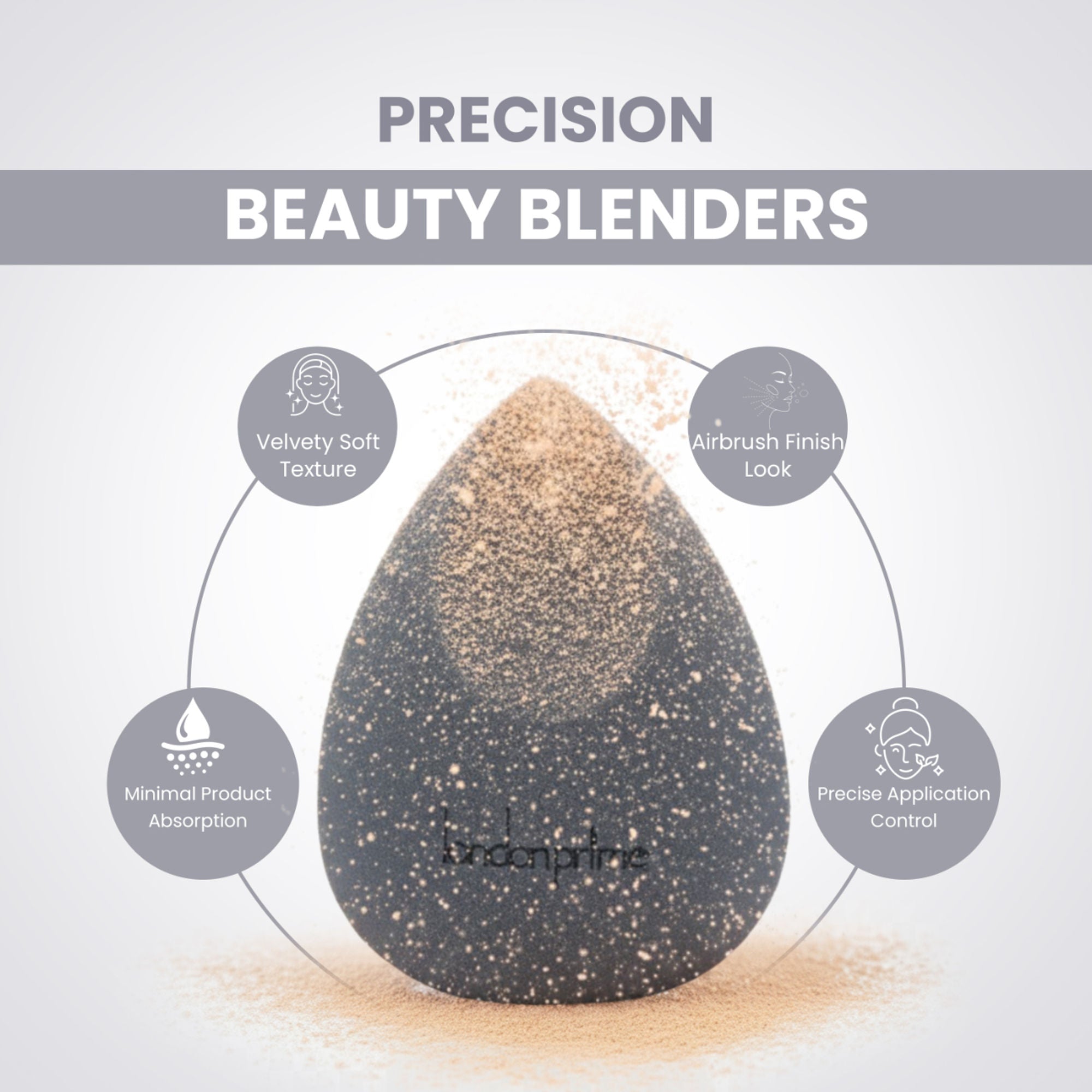 London Prime Precision Beauty Blender   Grey ( Formerly London Pride Cosmetics )