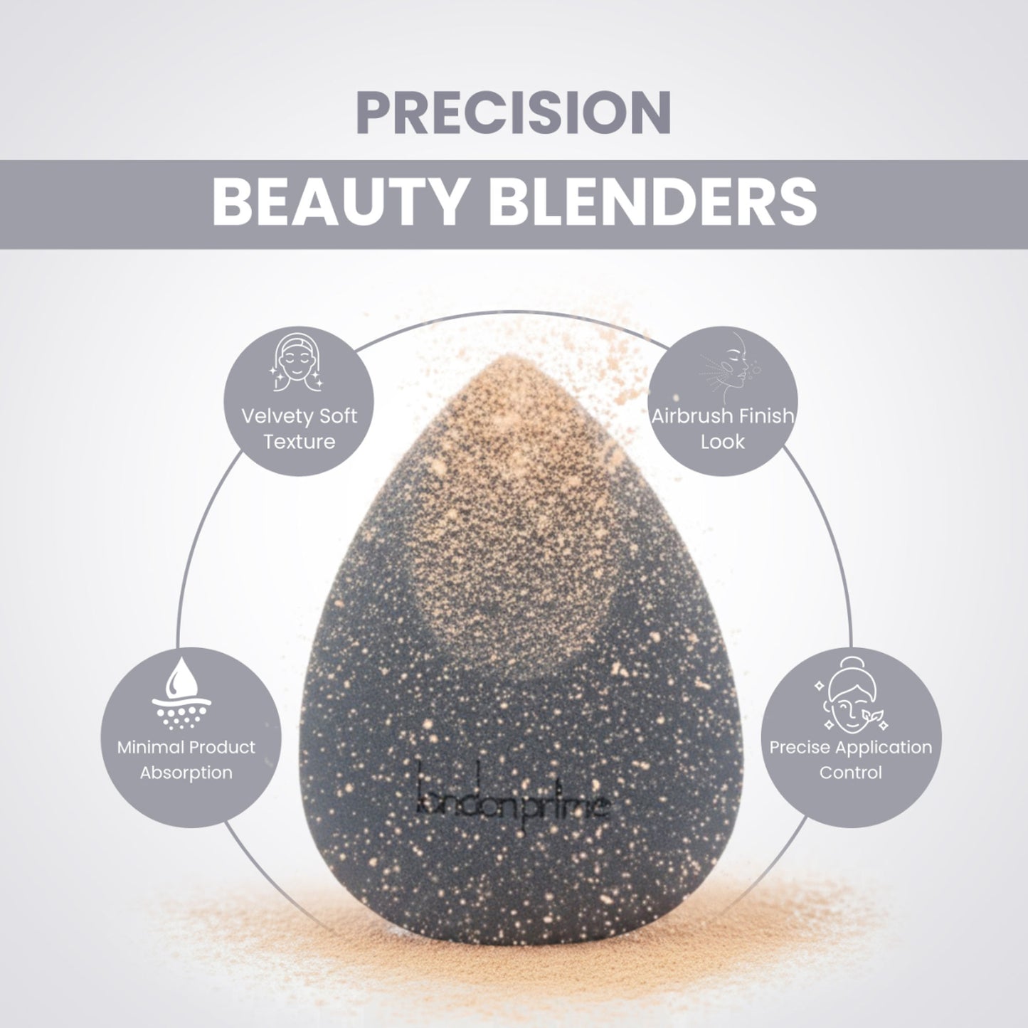 London Prime Precision Beauty Blender   Grey ( Formerly London Pride Cosmetics )