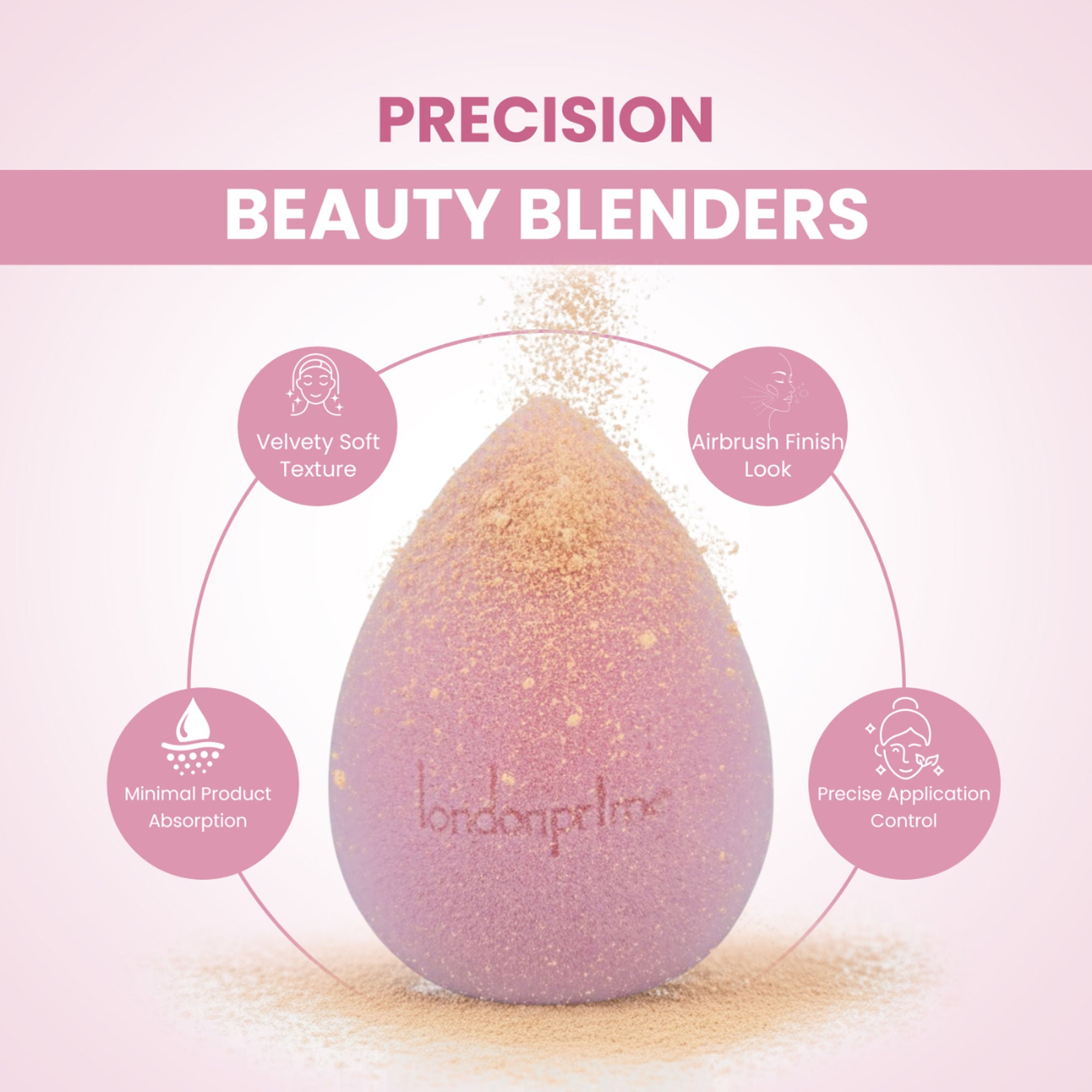 London Prime Precision Beauty Blender   Cameo Pink ( Formerly London Pride Cosmetics )