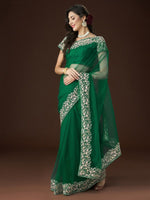 Thumbnail for kasee Floral Embroidered Net Saree - Distacart