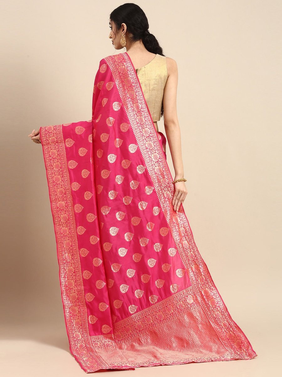 Anouk Pink & Gold-Coloured Woven Design Pure Silk Heavy Work Banarasi Saree - Distacart