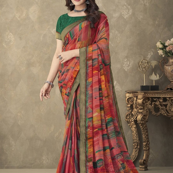Anouk Pure Chiffon Block Print Saree - Distacart
