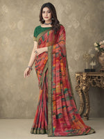 Thumbnail for Anouk Pure Chiffon Block Print Saree - Distacart