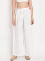 Thumbnail for TAG 7 Women White & Beige Set of 2 Flared Ethnic Palazzos