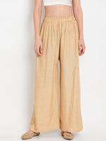 Thumbnail for TAG 7 Women Pack Of 2 Black & Beige Solid Flared Palazzos