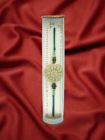 Thumbnail for NVR Men Green Stone-Studded Rakhi With Roli Chawal - Distacart
