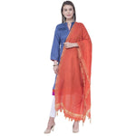Thumbnail for A R SILK Orange Color Golden border Cotton Dupattas & Chunnis