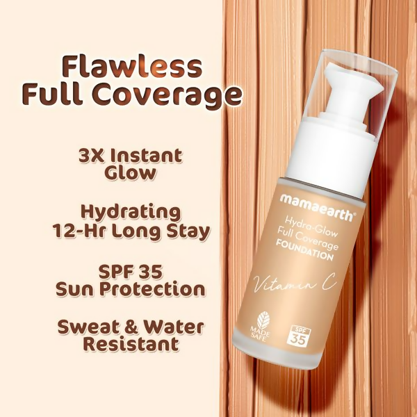 Mamaearth Hydra-Glow Full Coverage Foundation With Vitamin C & Turmeric - Beige Glow - Distacart
