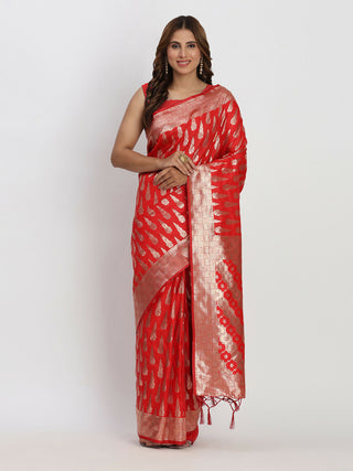 Astita Banarasi Silk Red Saree
