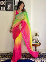 Thumbnail for Anouk Embellished Sequinned Pure Georgette Designer Saree - Distacart