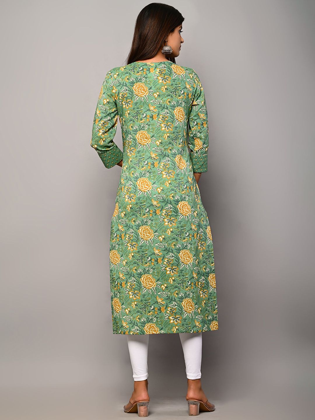 Swasti Women Green & asparagus Floral Printed Floral Kurta - Distacart