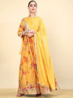 Thumbnail for Soch Women Floral Embroidered Pleated Sequinned Kurta with Churidar & With Dupatta - Distacart