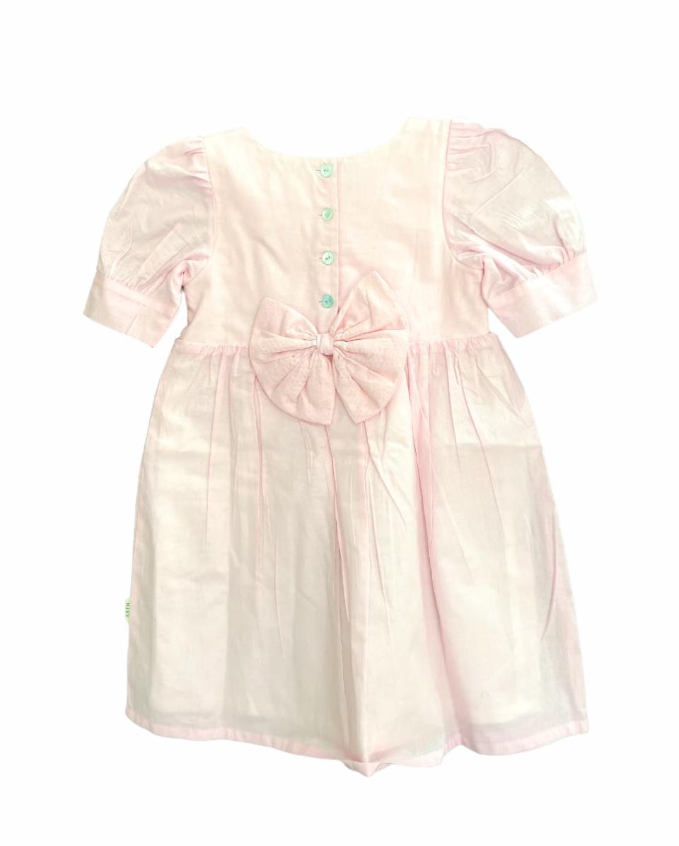 ArthLife Pink Flamingo Embroidered Dress - Distacart