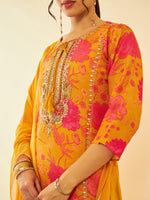 Thumbnail for Soch Floral Printed Regular Zardozi Kurta with Sharara & Dupatta - Distacart